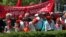 Armenia - Armenian Communist Party supporters and children attend a May Day rally in Yerevan, 1May2012.