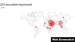 روز‌نامه‌نگاران زندانی در ترکیه ۶۸ تن، در مصر ۲۵ تن، در عربستان‌ سعودی و اریتره هر یک ۱۶ تن برآورد شده‌اند 