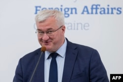 Міністар замежных спраў Украіны Андрэй Сыбіга на прэс-канфэрэнцыі ў Кіеве 25 траўня 2026