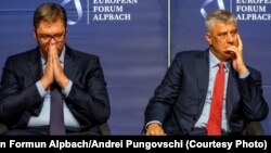 Српскиот и косовскиот претседател, Александар Вучиќ и Хашим Тачи 
