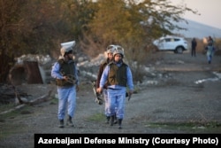Deminers in Azerbaijan's Agdam district: