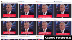 Exemplu de postări identice pe Facebook, care fac referire la Călin Georgescu. Toate postările duc spre pagini de internet unde este reluat același articol.