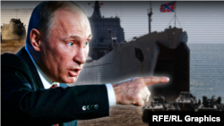 Путин и российские войска в Крыму. Коллаж
