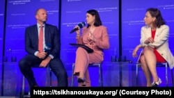 Сьвятлана Ціханоўская выступае на Аспэнскім форуме бясьпекі. 15 ліпеня 2026 