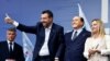 Liderii celor trei formațiuni ale coaliției de centru-deapta care ar putea conduce Italia după alegerile de duminică: Matteo Salvini, Silvio Berlusconi și Giorgia Meloni.