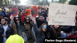 Протест на студентите во Албанија.