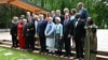 Members of the G7 -- including US President Donald Trump (center) -- pose for a photo during a summit held in Evian Evian-les-Bains, France, on June 16.