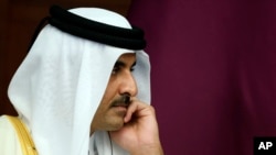 Tamím bin Hamad al-Száni katari emír Asztanában 2022. október 13-án