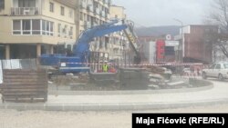 Kosovo - Construction work near Mitrovica Bridge, Mitrovica, 12Mar2018