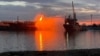 Romania - GPL tanker in flames near Ismail Port
