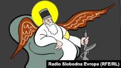 Karikatura Predraga Koraksića Coraxa pod naslovom "Beli Filaret"