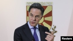 Sekretari i Përgjithshëm i NATO-s, Mark Rutte,  gjatë vizitës në Shkup, 3 mars 2026.