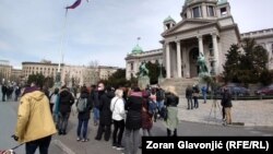 Protest pripadnika Koalicije novinarskih i medijskih udruženja Srbije
