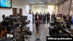 Armenia -- Justice Minister Arpine Hovhannisian announces state services at private operators, Yerevan, 18Nov2016