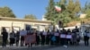 Families of flight PS752 victims gathering in front of IPIS where Ukrainian and Iranian officials are negotiating. Monday, October 19, 2020.