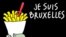 &nbsp;Karikaturisti i gazetës franceze, Le Monde, ka lidhur ngjarjet në Bruksel me sulmet terroriste në Paris, të cilat kanë ndodhur nëntorin e kaluar. (Burimi: mediat sociale)