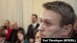 Aleksei Navalny at a debate at Moscow's Institute of Higher Economics on March 18