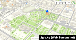 Бишкектин Панфилов паркында жайгашкан "Тюбетейка" кафесинин картасы. 2gis.kg сервисинен алынган скриншот.