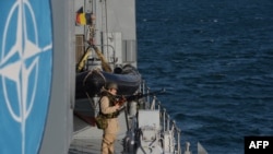 Fregata Regina Maria într-un exercițiu maritim în Marea Neagră, 2015.
