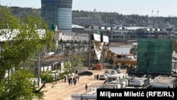 Gradilište novog mosta na Savi na kom je kineski radnik poginuo, Beograd, 7. april 2026.