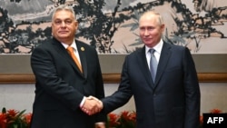 Hungarian Prime Minister Viktor Orban met with Russian President Vladimir Putin on the sidelines of the Third Belt and Road Forum in Beijing on October 17.
