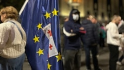 Georgians protesting on the streets of Tbilisi on October 5