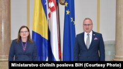 Ministrica civilnih poslova BiH Ankica Gudeljević i ministar vanjskih i europskih poslova Republike Hrvatske Gordan Grlić Radman, Zagreb 7. lipnja 2021.