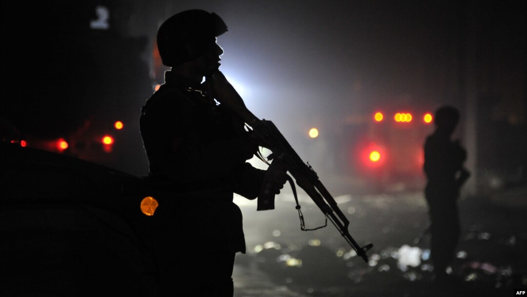 Afghan security forces at the site of a suicide attack in Kabul on October 18.