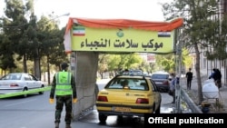 This makeshift "disinfection" shed in Qom is set up by the Iraqi Harakat Hezbollah al-Nujaba militia group. April 19, 2020