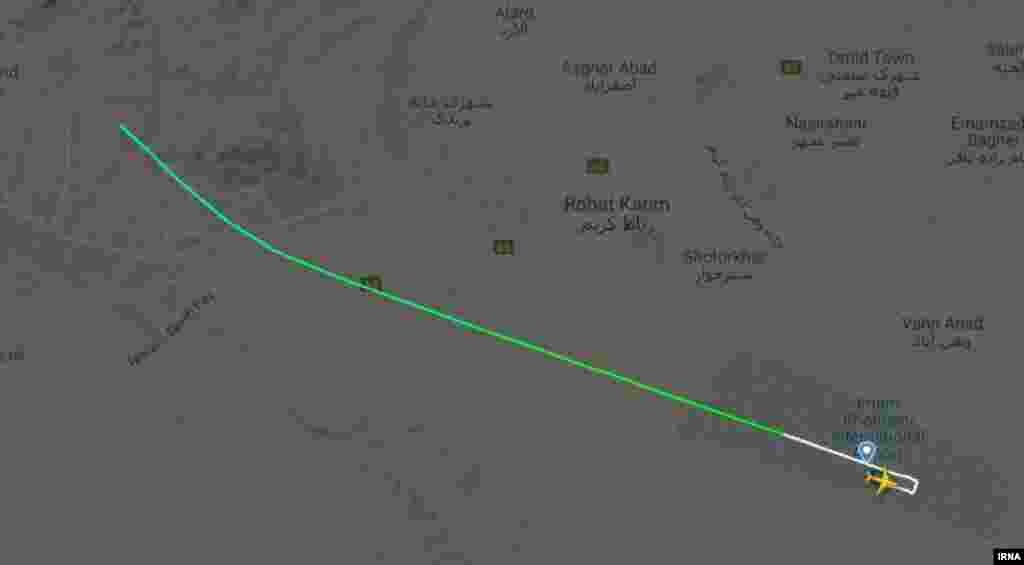 Flight-tracking data shows a Ukrainian airliner in Iran soon after take off near Tehran on January 8.