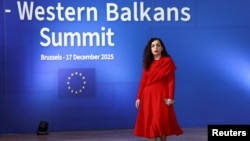 Kosovska predsednica Vjosa Osmani na samitu EU-Zapadni Balkan, Brisel, 17. decembar 2025.