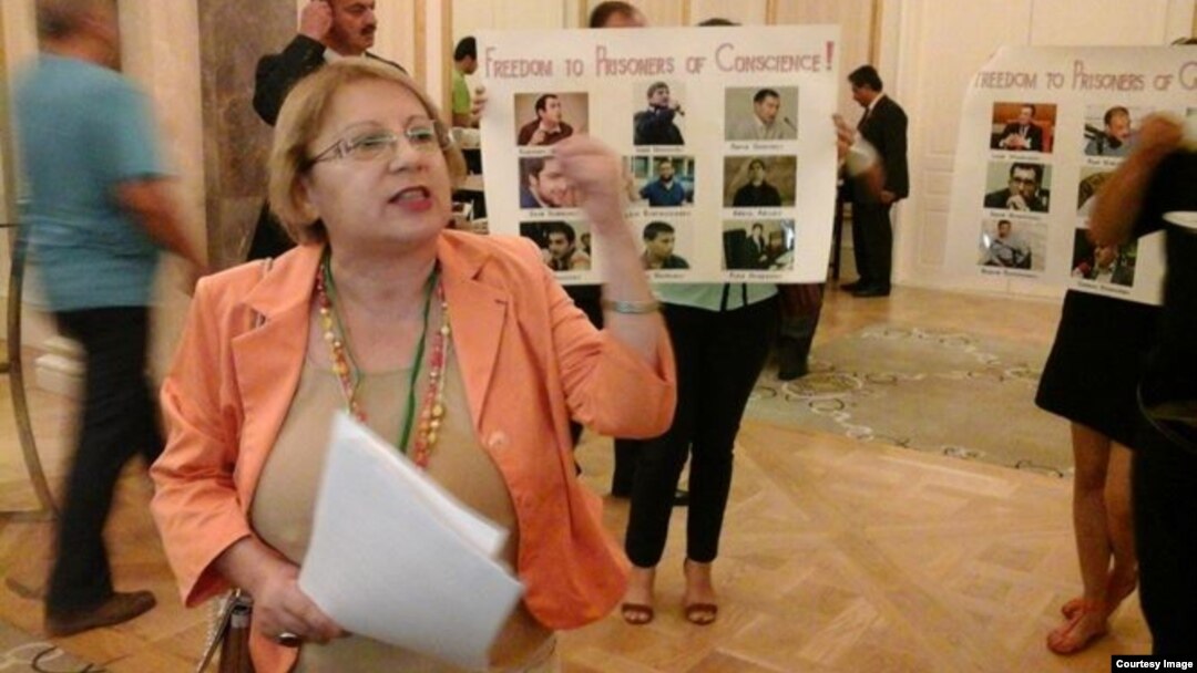 Azerbaijan -- Leyla Yunus. Protest. NATO. Rose-Roth