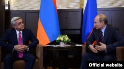 Russia -- Russian President Vladimir Putin meets his Armenian counterpart Serzh Sarkissian in Sochi, 9Aug2014