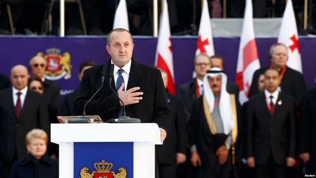 Newly elected President Giorgi Margvelashvili takes the oath during his inauguration ceremony in Tbilisi on November 17.