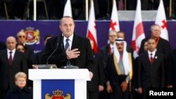 Newly elected President Giorgi Margvelashvili takes the oath during his inauguration ceremony in Tbilisi on November 17.