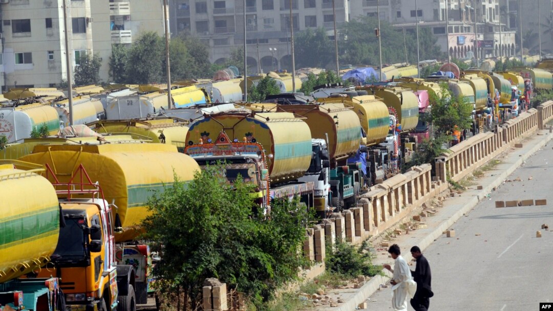 NATO tankers are parked near oil terminals in the port city of Karachi after Pakistani authorities shut vital NATO supply routes into Afghanistan.
