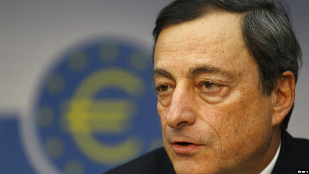 New ECB President Mario Draghi speaks during his first news conference in Frankfurt on November 3.