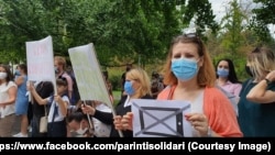 Un protest al părinților față de învățământul online, Chișinău, 2 septembrie, 2021