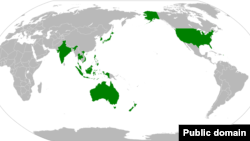 Harta Cadrului Economic Indo-Pacific creat de administrația președintelui american Joe Biden