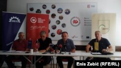 Pres-konferencija predstavnika nekoliko najvažnijih hrvatskih granskih sindikata, Zagreb, 25. srpnja 2022.