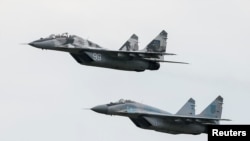 Archív felvétel 2016-ból az ukrán légierő MiG–29-es vádászgépeiről