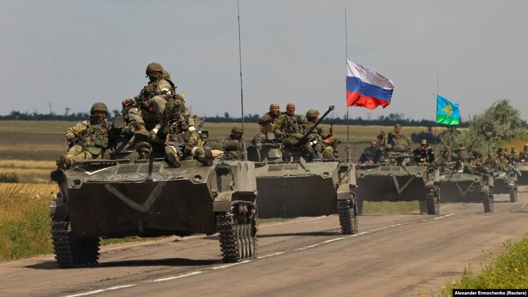 Руски военен конвой в Запорожка област