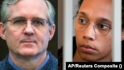 The U.S. government says Russia has wrongfully detained Americans Paul Whelan and Brittney Griner and has assigned their cases to the office of its top hostage negotiator. (composite photo)