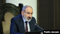 Armenian Prime Minister Nikol Pashinian speaks during a cabinet session (file photo).