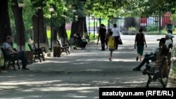 People in a park in Yerevan, Armenia, July 2022.