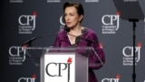 Alsu Kurmasheva speaks at CPJ’s 2024 International Press Freedom Awards ceremony in New York on November 21.