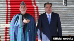 Tajik President Emomali Rahmon (left) with his Afghan counterpart Hamid Karzai in Dushanbe.