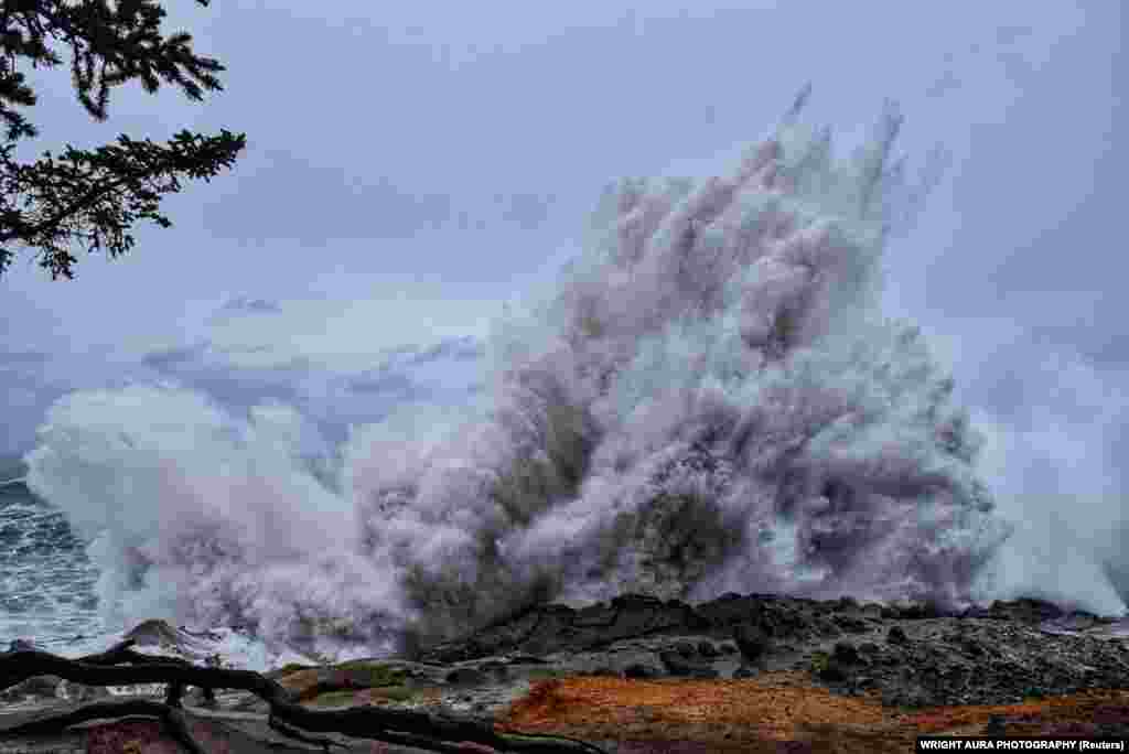 ABŞ, Oregon, Ýuwaş okeanyň demirgazyk-günbatar kenarlaryndaky äpet tolkunlar.&nbsp;(Wright Aura Photography via Reuters)