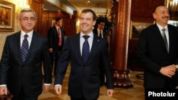 Слева направо - Саргсян, Медведев и Алиев, Сочи, 5 марта 2011