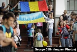 Deschiderea anului şcolar pentru copiii ucraineni din ciclul primar de învăţământ care şi-au găsit refugiu în România, la Colegiul Național Mihai Viteazu din București, luni 12 septembrie 2022.